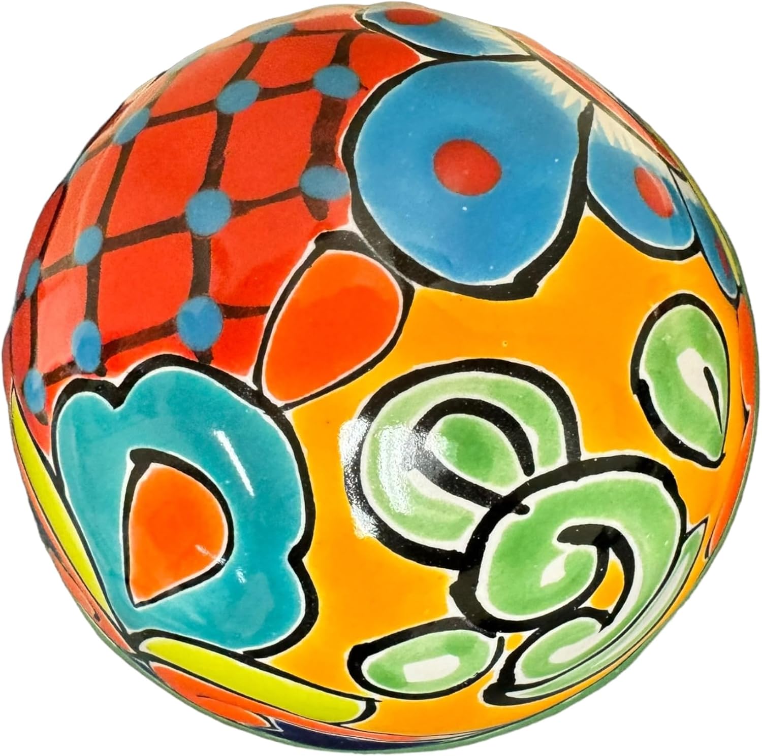 Talavera Mushroom Sculpture Mexican Pottery Cute Folk Art Multicolor Home Decor Handmade Hand Painted Outdoor Indoor Garden 7.25"" (Multi 10)