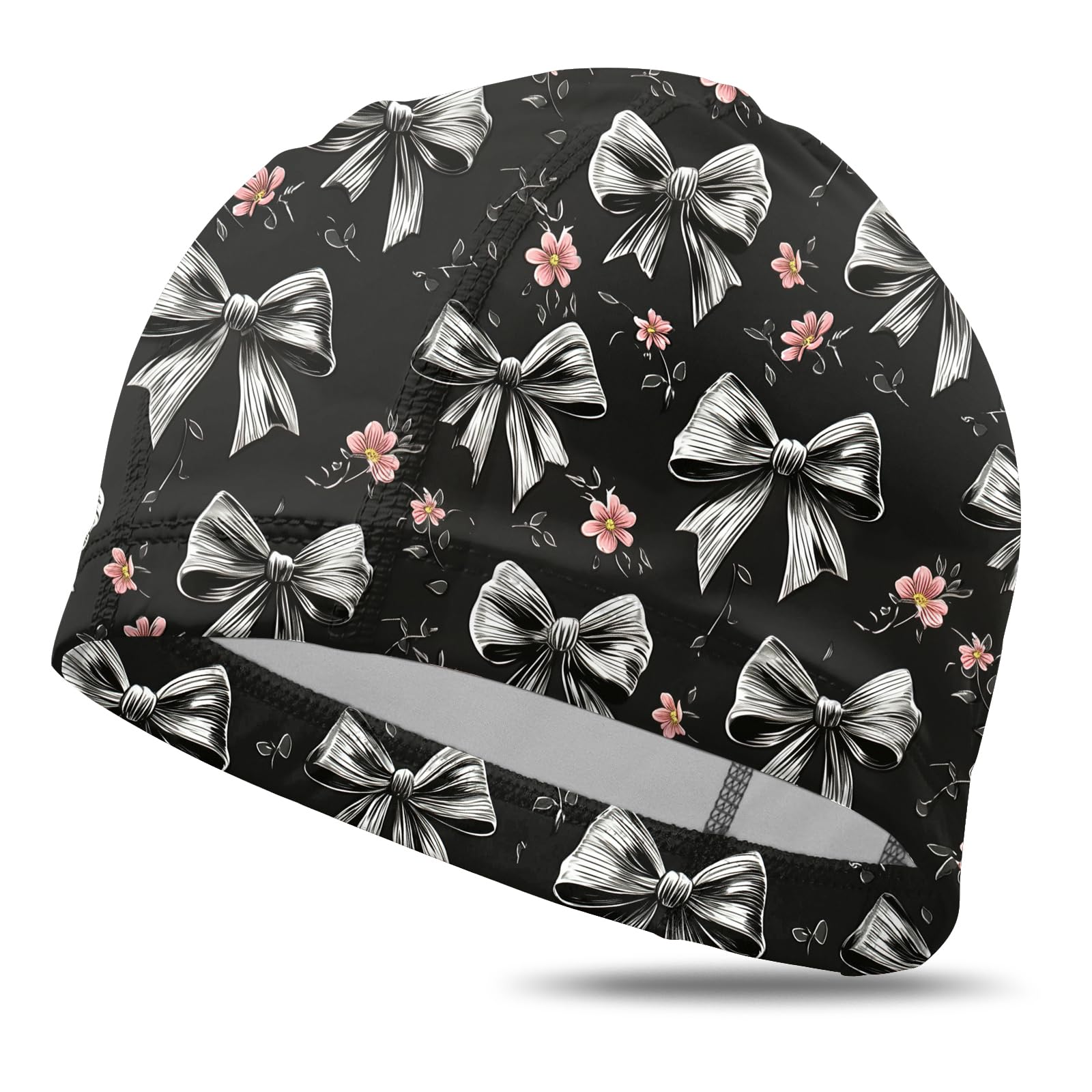 Deokke Fabric Swim Cap Elastic Breathable Cloth Swimming Cap Fit Short Hair Men Woman Girls One Size Hat