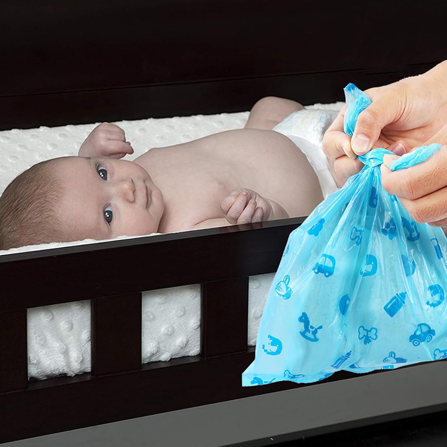 Disposable Diaper Bags for Baby, 16 Rolls/240 Bags, Nappy Sacks Waste Bin Bags Biodegradable Disposal Bags with Dispenser, Compostable Baby Poop Bags Diaper Sacks Diaper Trash bag