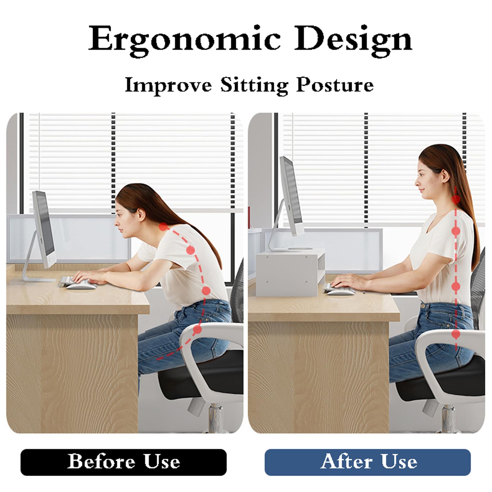 Monitorständer aus Holz, PC-Bildschirmerhöhung, Schreibtisch-Monitorhalter, ergonomischer Computer-Bildschirm, Erhöhung, Laptop-Ständer, Büro-Schreibtischzubehör für eine bessere Körperhaltung