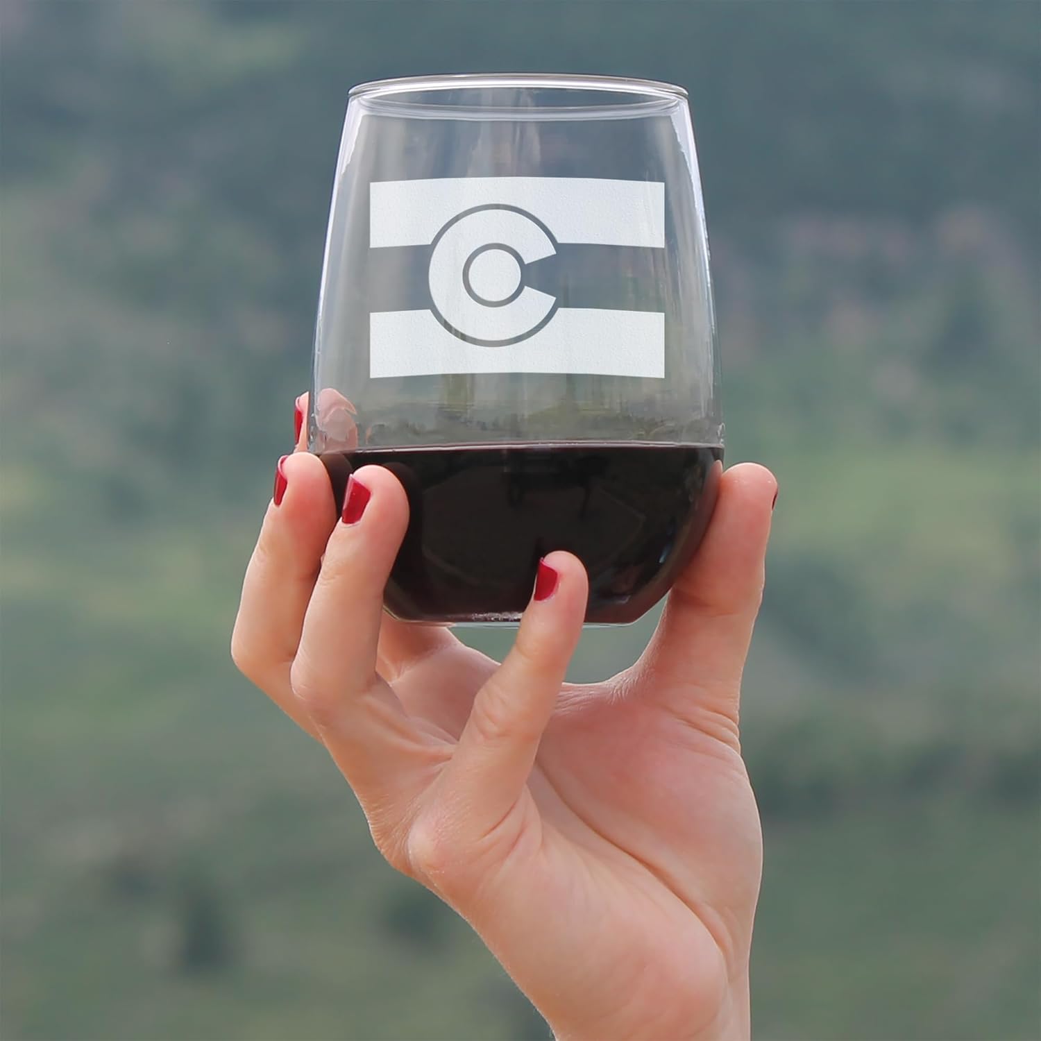 Bevvee Colorado Flag - Stemless Wine Glasses - Set of 2 - Centennial State Themed Gift and Décor - Large 17 Ounce