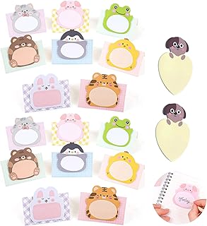 Cute Animals Sticky Notes Self-Stick Notes 18 Pack Cartoon Sticky Notes 370 Sheets Refrigerator Removable Sticky Notes Office Notes for School Office Memo Student Kids Gifts