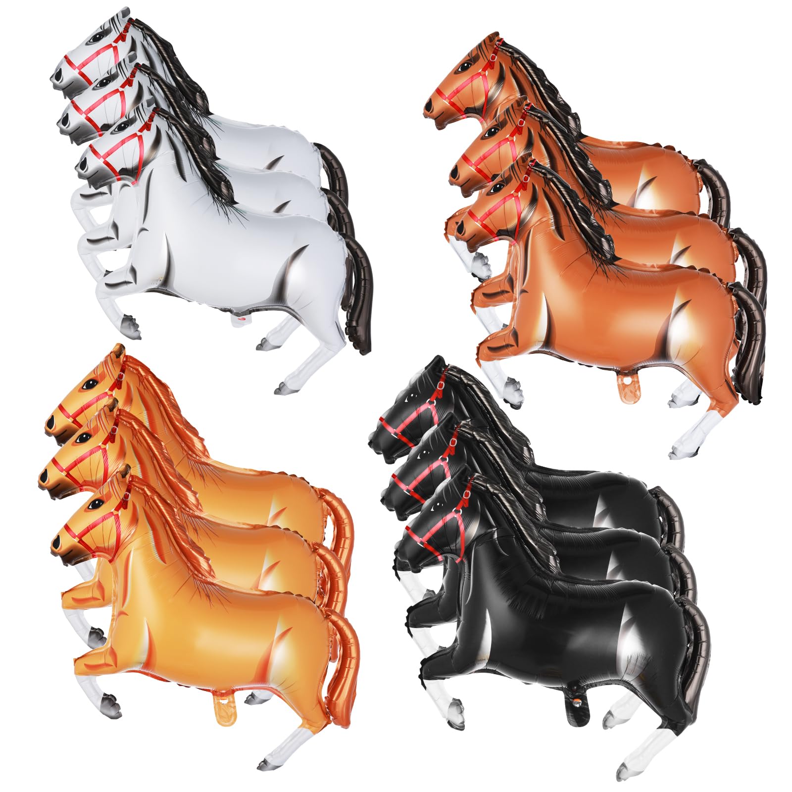 Prasacco 12 globos de caballo, grandes de 30 pulgadas, globos en forma de caballo, globos de aluminio de vaquero, globos de fiesta temática de caballo, decoración para baby shower, vaquero, caballo,