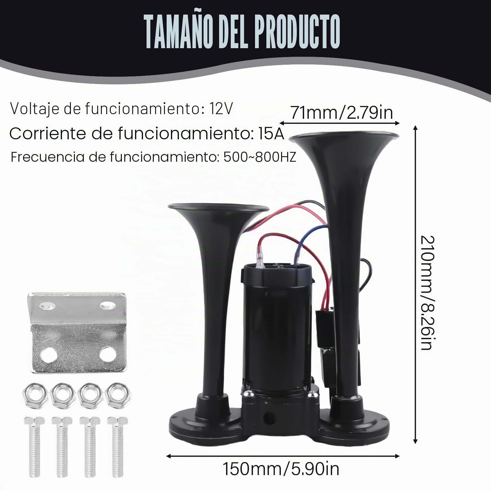 Bocina de camión 12 V klaxon de aire klaxon de camión klaxon de coche súper potente doble tubo kit de bocina de aire con compresor para camiones de coche 12 V motocicletas coche, etc