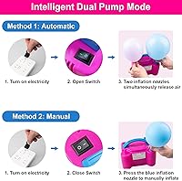 Vista 6 de Siasky Electric Balloon Pump, Portable Dual Nozzle Electric Air Balloon Pump Inflator Blower Machine for Party Decorations, Rose Red 110V 600W with