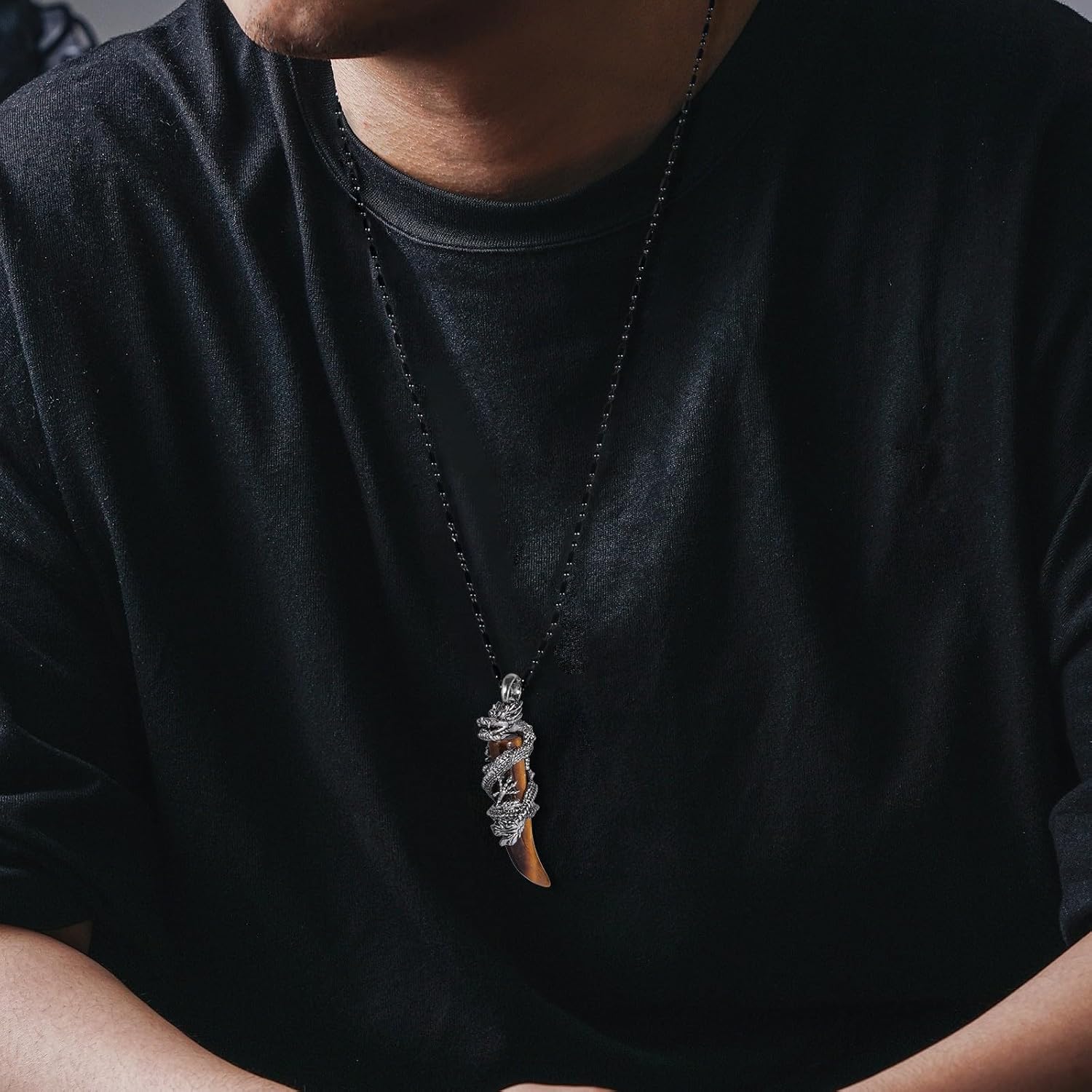 TUMBEELLUWA Dragon Pendant Necklace Wolf Crystal Stone Birthstone Protection Amulet Fengshui Jewelry Gift for Men Women - Image 4