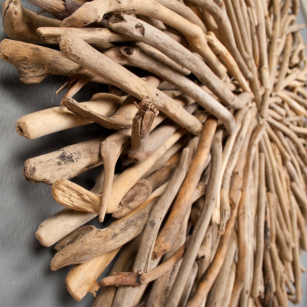 LEBENSwohnART Wand-Deko-Objekt BULAT Natural Ø ca. 70cm Treibholz Kreis Äste Wandbild Wanddeko
