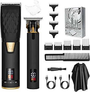 Hair Clippers for Men, Men's Electric Head Shavers and T-Blade Beard Trimmer Kit, Professional Cordless Barber Clippers with LED Display for Hair Cutting, Men's Grooming Kits for Barbers and Home