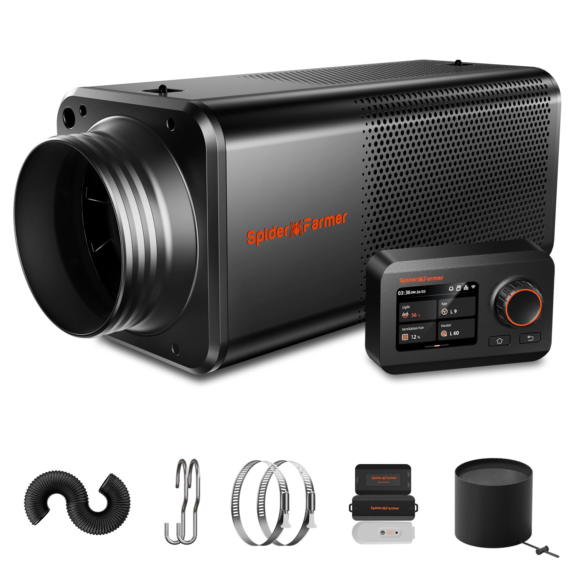 Spider Farmer 6" Inline Fan &amp; Carbon Filter Combo with GGS Controller