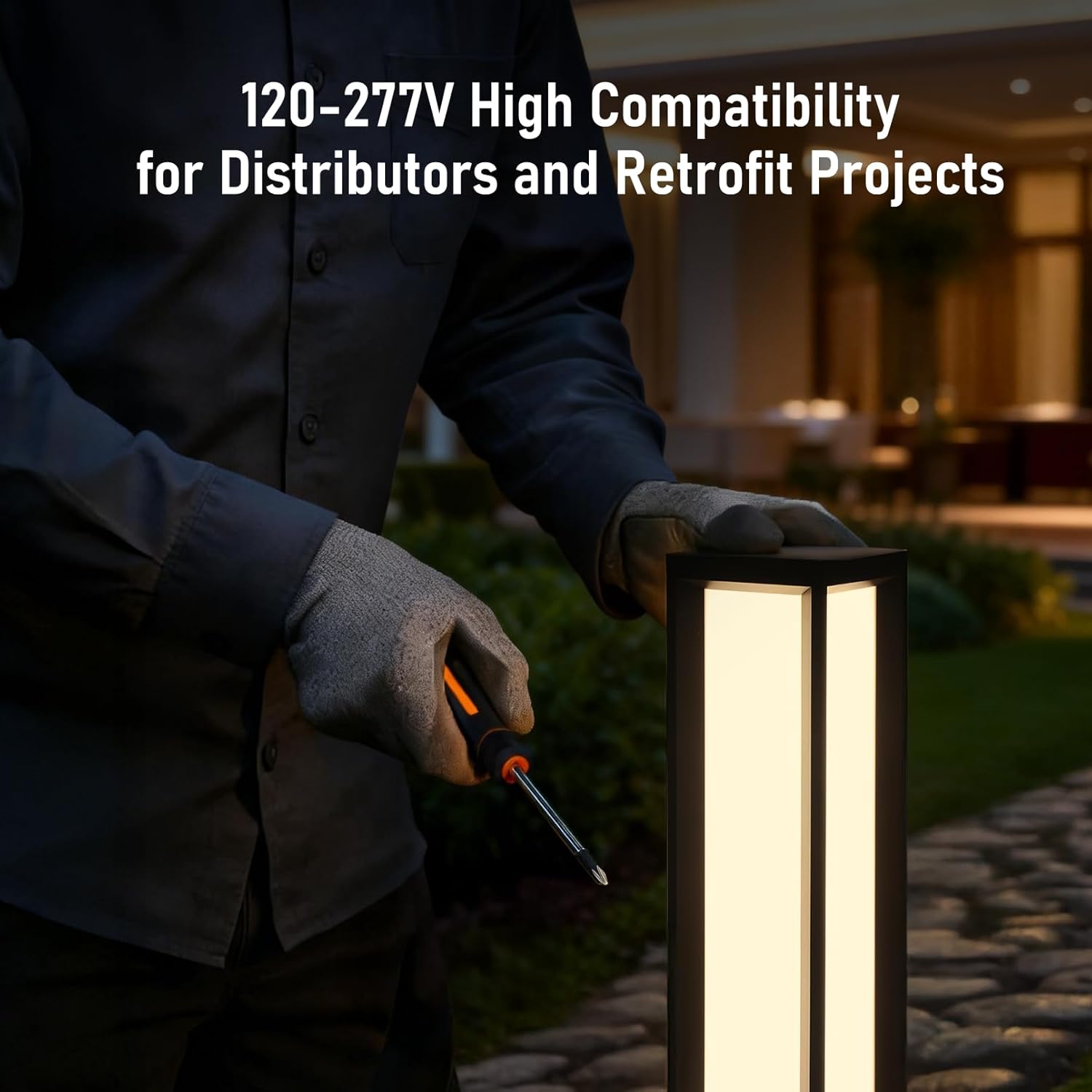 LEONLITE 5CCT LED Bollard Pathway Lights Wired, 32" 14W/19W/24W Landscape Path Lights, 120V-277V Commercial Bollard Fixture, 0-10V Dimmable Landscape Area Light, UL Listed, 2700K3000K3500K4000K5000K