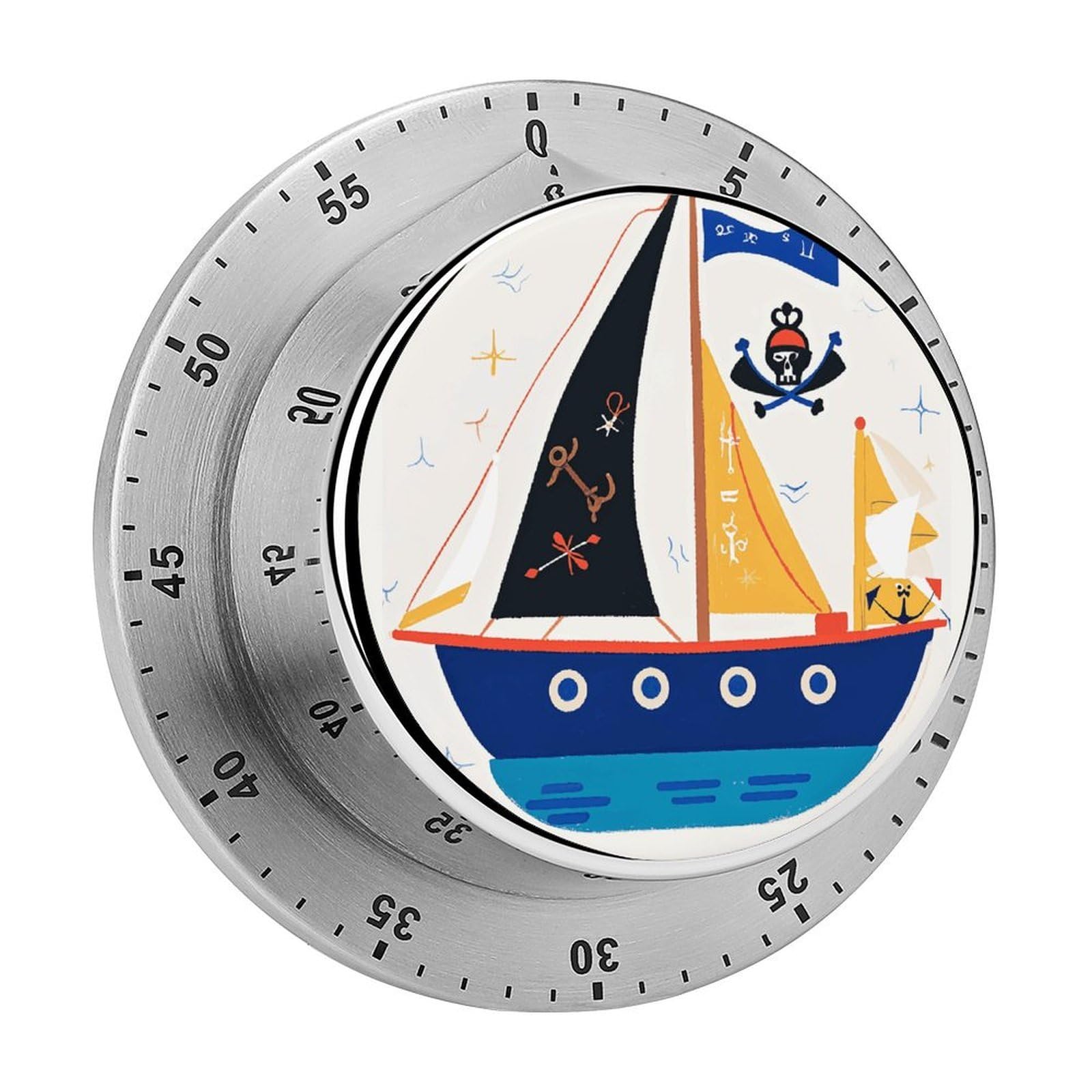 Nautical Sailing Pirate Kitchen Timers Magnetic Back Manual Countdown Timers for Classroom Home Gym Tanning
