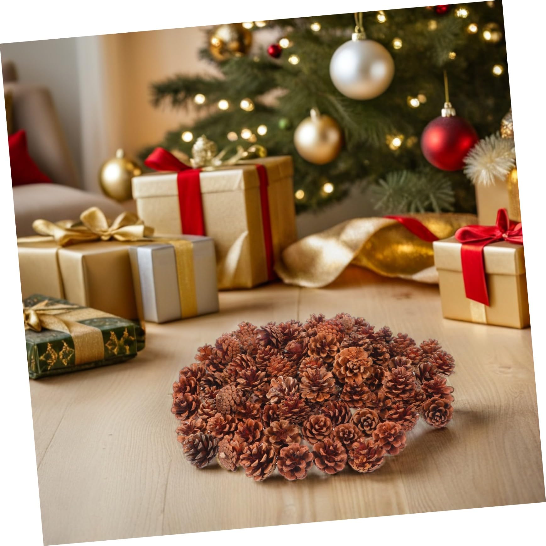 Garneck 130stücke Mini-kiefernzapfen aus Naturholz Mini-kiefernzapfen-Ornamente für Winter und Weihnachtsbasteleien Natürliche Tannenzapfen als Vasenfüller für DIY-Dekorationen