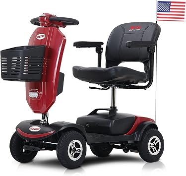 300W 4 Wheel Mobility Scooters for Adults & Seniors 300lbs Capacity, Folding Powered Mobility Scooters with Lightweight, Electric Scooter with Adjustable Seat & USB Charger Port Red