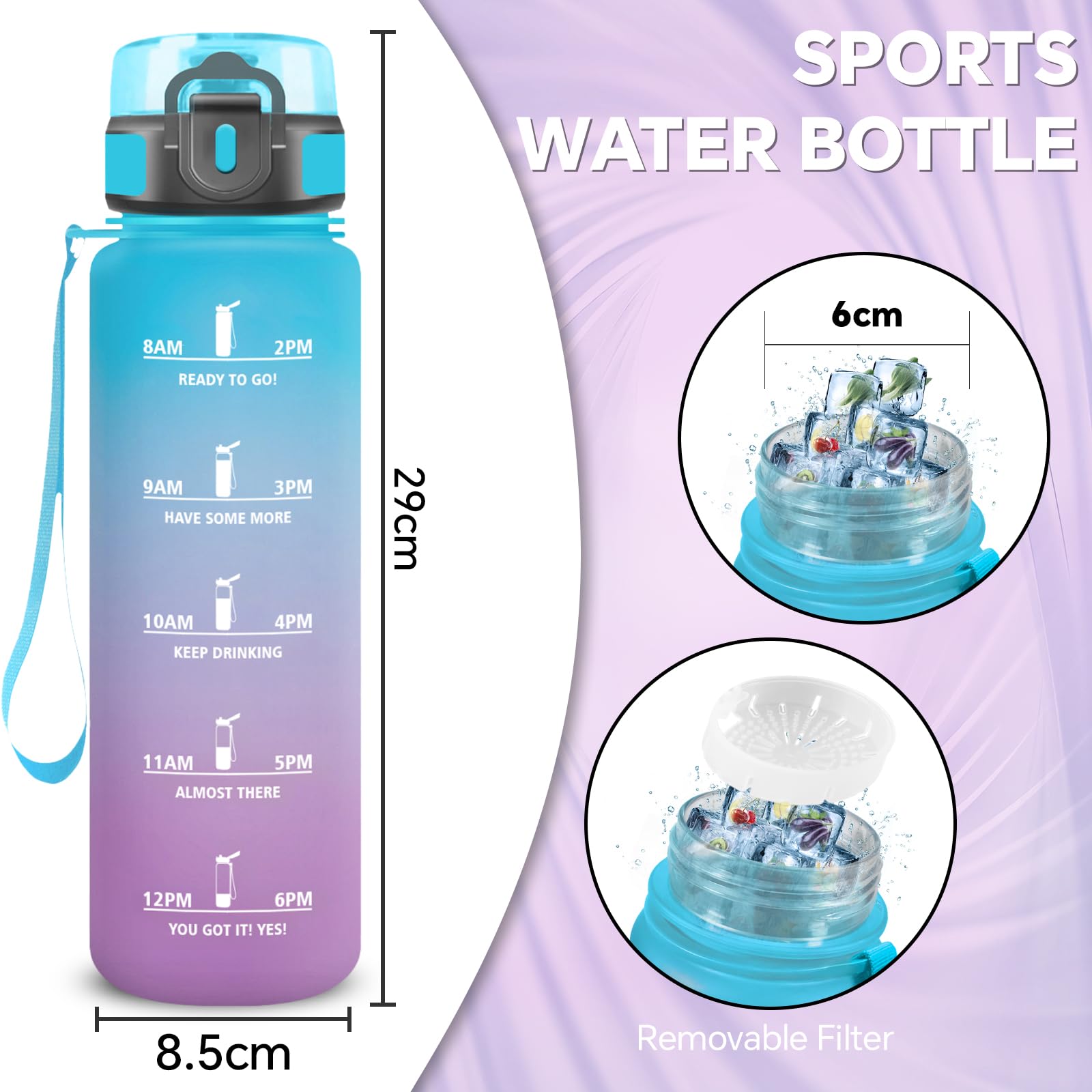 Drinkfles Voor De Sportschool, 1 Liter, Lekvrije Drinkfles D 991842