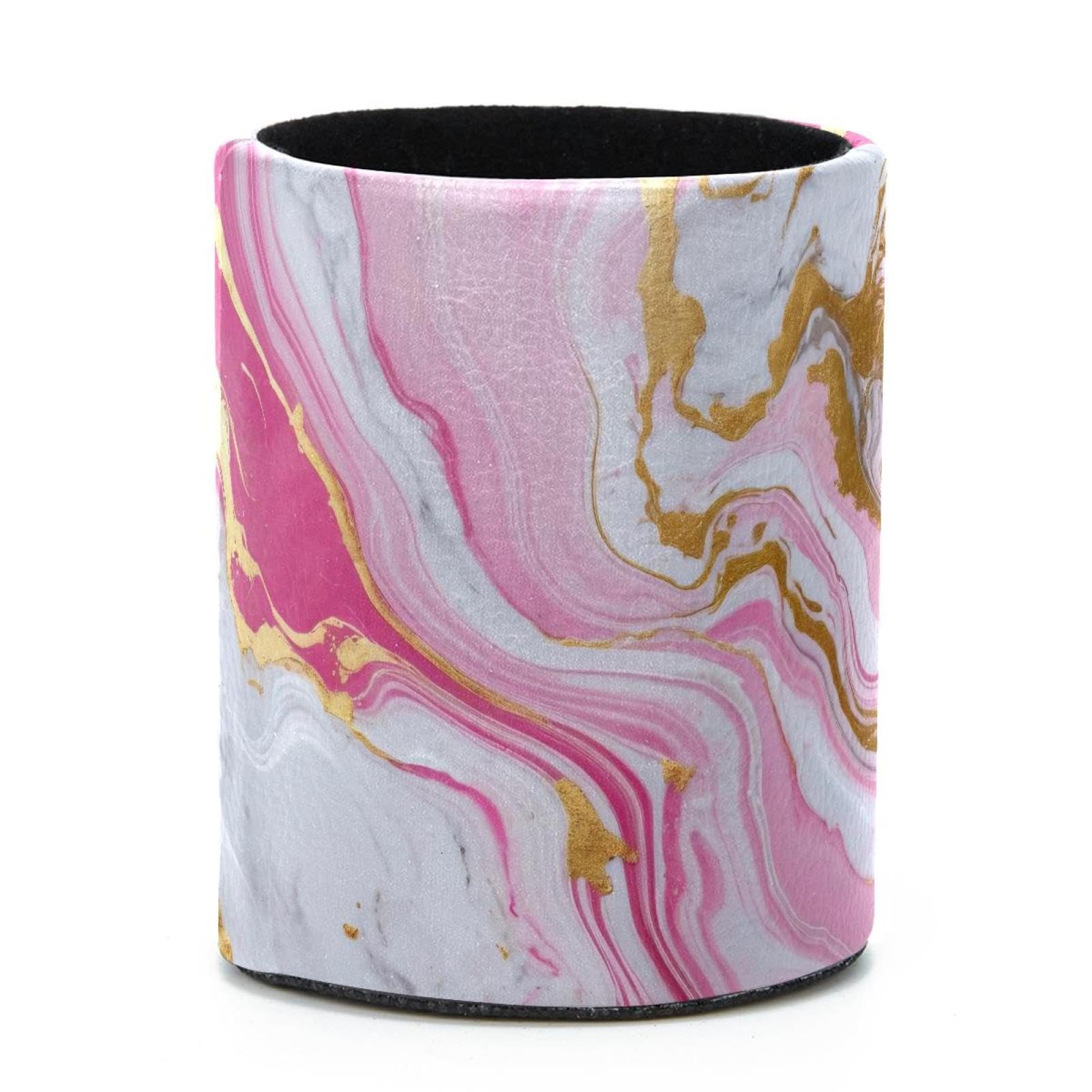 VAPOKF Round Pencil Holders for Desk, Pink Marble Pen Holders Pen Pot Makeup Brushes Storage Desktop Stationery Supplies Organiser for Home Office