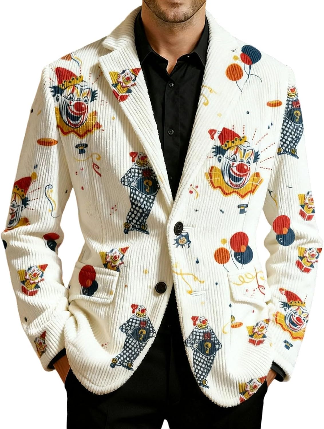 Mens Mardi Gras Jackets 2026 Corduroy Holiday Carnival Party Funny Graphic Button Blazer Holiday Prom Suit Outfits
