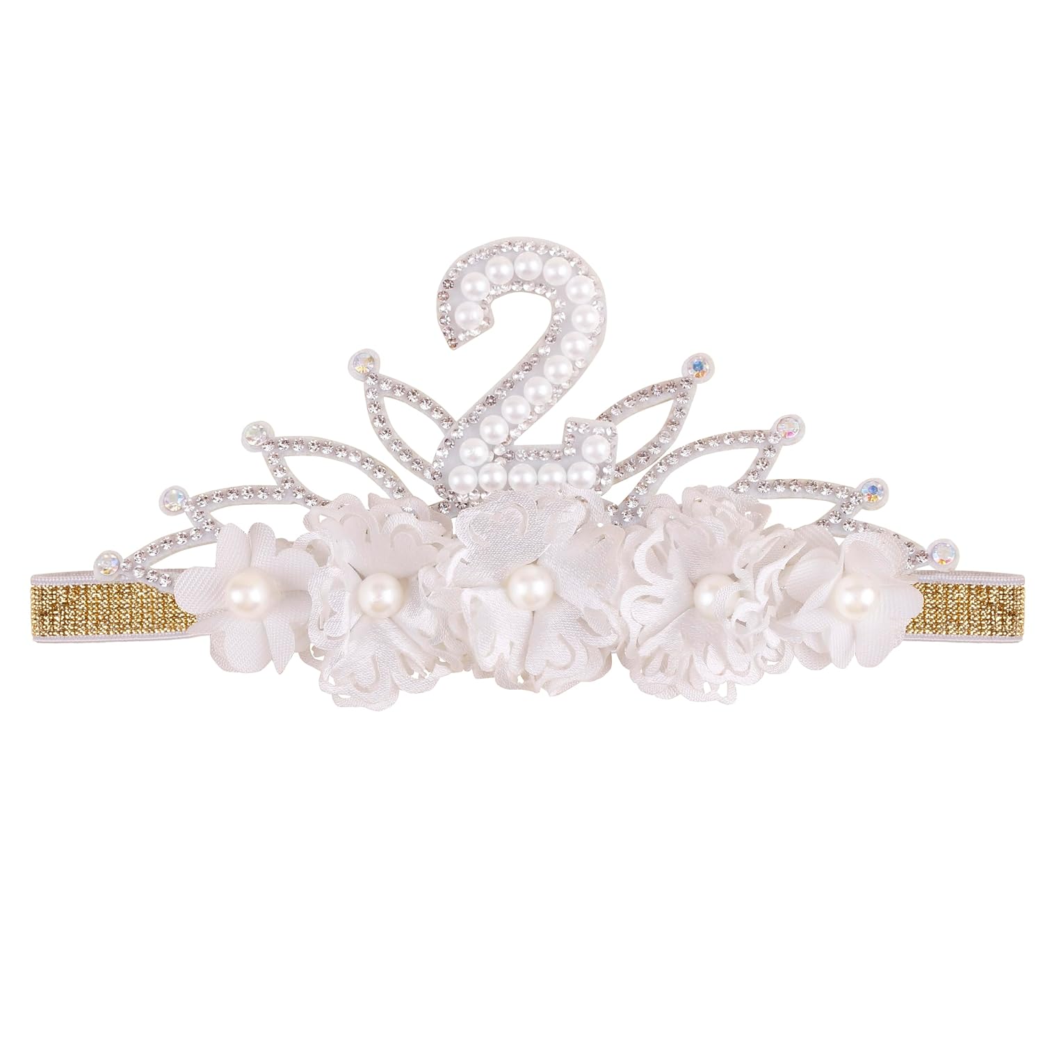 Digital Birthday Crown Model Baby Girl Nylon Headbands Nylon Flower Elastic Birthday Crown Hairbands Hair Accessories Gift for Newborn Infant Toddlers