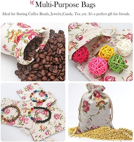 Miniatura 5 de Paquete de 24 bolsas de arpillera con doble cordón de color rosa, bolsa de arpillera de regalo, bolsas de lino reutilizables, bolsas de joyería para