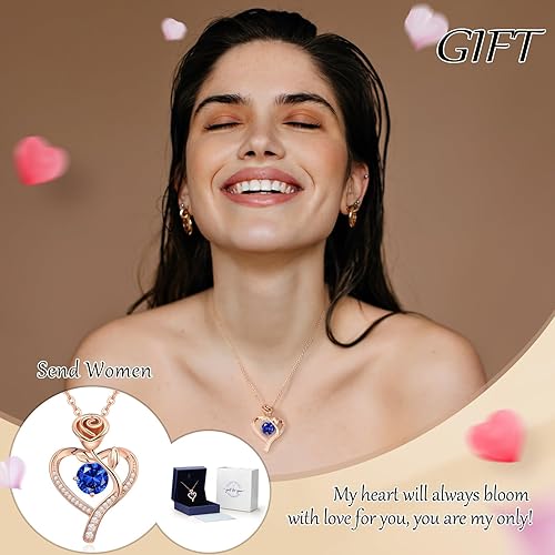 Miniatura 2 de Collar para mujer, regalos para esposa, novia, aniversario de boda, collares de regalo para mujeres, cumpleaños, oro rosa de 18 quilates, regalo de