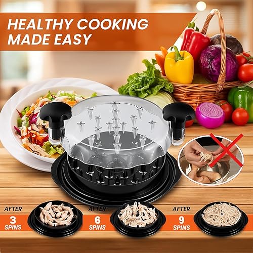 Miniatura 3 de Trituradora de pollo grande  Trituradora de carne de 10 pulgadas para pechuga de pollo, máquina picadora de carne con cepillo, tira antideslizante