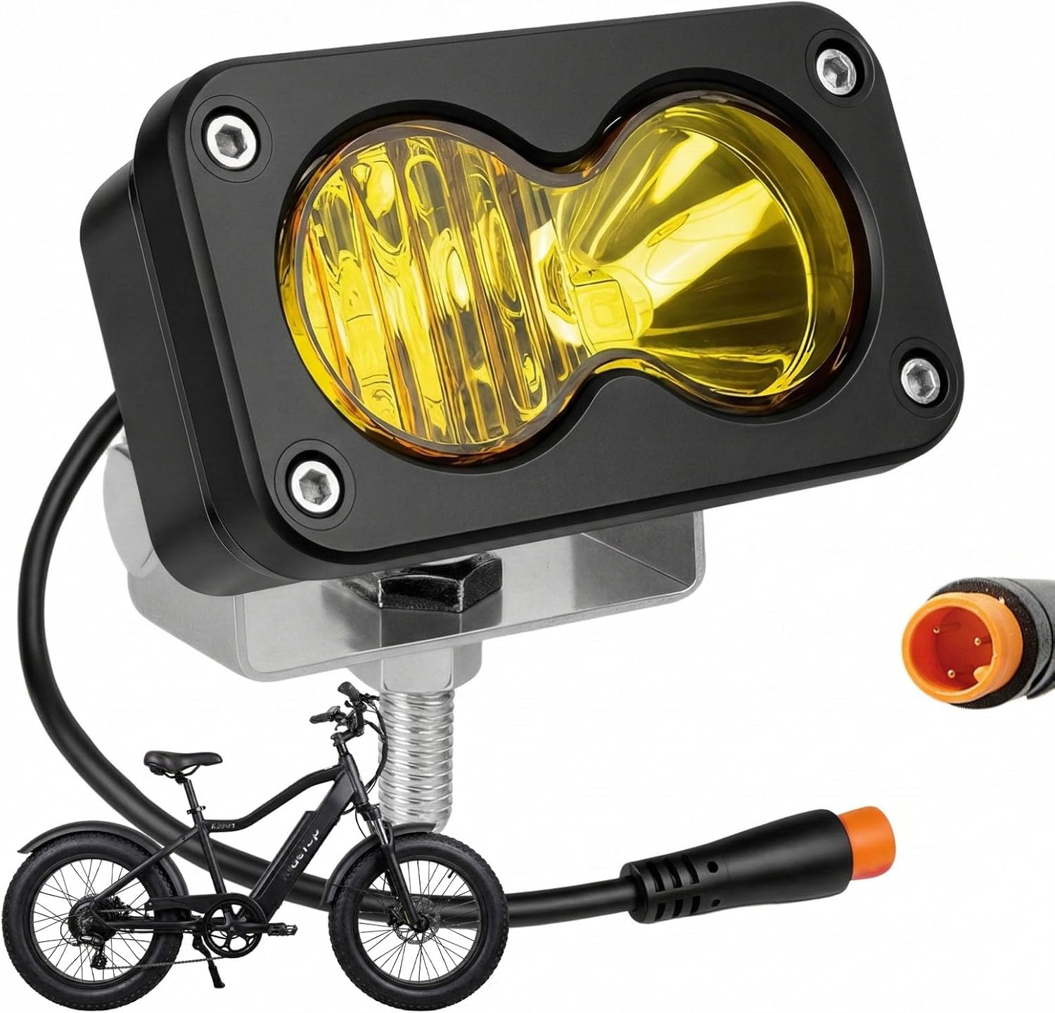 Ebike Headlight for Ridstar Q20, Baja Style Light 3-pin Julet Waterproof Connector Plug and Play, 20W LED Retro Bicycle Lighting 12V-60V Wide Voltage Compatible with Ariel Rider X-Class Revv 1.