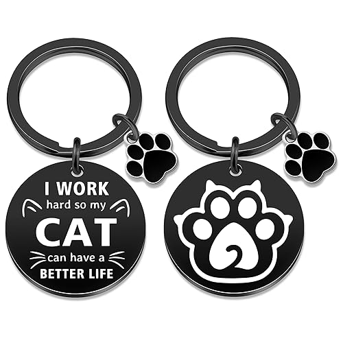 Cat Lover Gifts for Women Men Cat Keychain Cute Paw