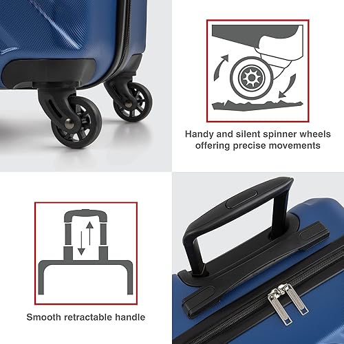 Miniatura 5 de SWISS MOBILITY AHB Collection - Maleta de mano giratoria de carcasa dura para aviones, maleta expandible con ruedas giratorias de 360 grados, mango