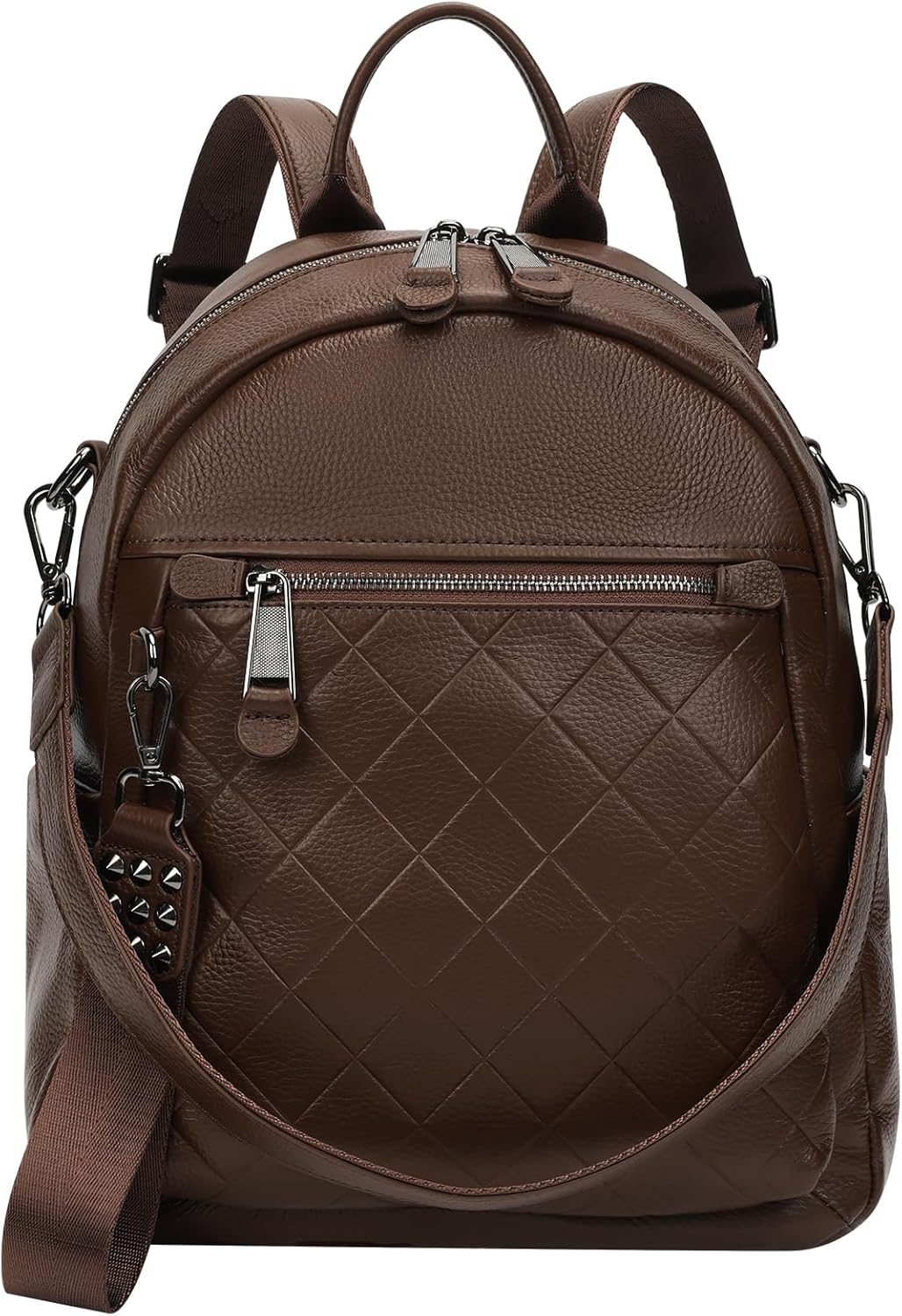 ICOLRAE Genuine Leather Backpack Purse For Women Quilted Real Soft Leather Fashion Multi-functional Elegant Daypack