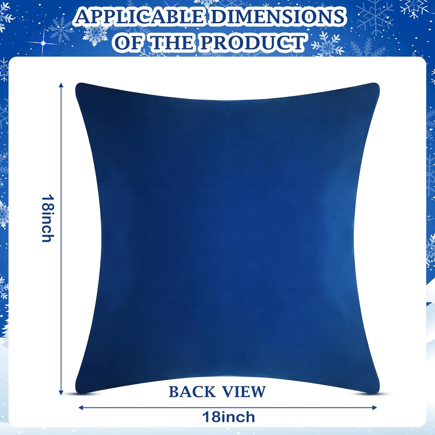 Peryiter 4 Pcs Christmas Velvet Pillow Covers, 18 x 18 Inch Navy Blue Velvet Snowflake Christmas Throw Pillow Cover with Rhinestone for Winter Holiday Couch Sofa Cushion Outdoor Decoration
