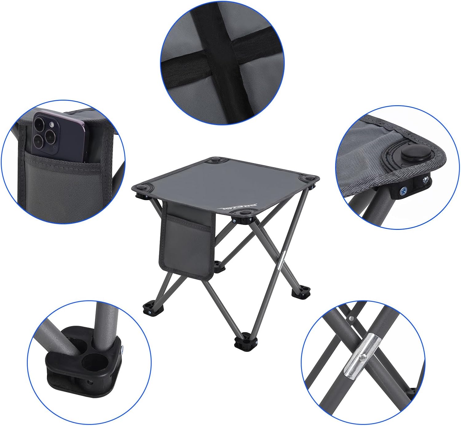 Roptat 2 Pack Camping Stool,Portable Folding Compact Lightweight Stool Seat for Camping Fishing Hiking Gardening Outdoor Walking Backpacking Travelling and Beach with Carry Bag (Grey)