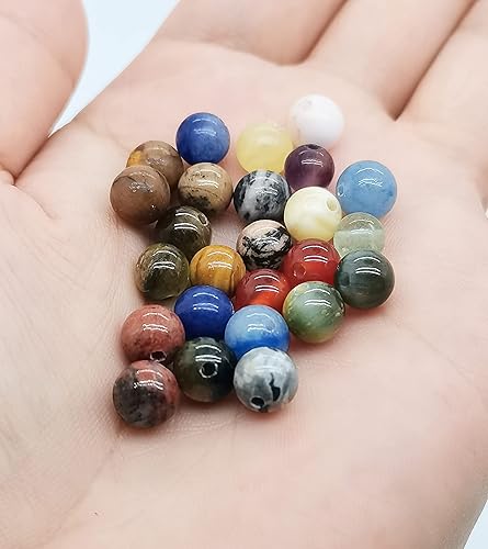 Miniatura 3 de 350 cuentas redondas de piedra natural de ágata real, tamaño de agujero de 0.039 pulgadas (0.039 in), cuentas lisas para bricolaje para pulseras,