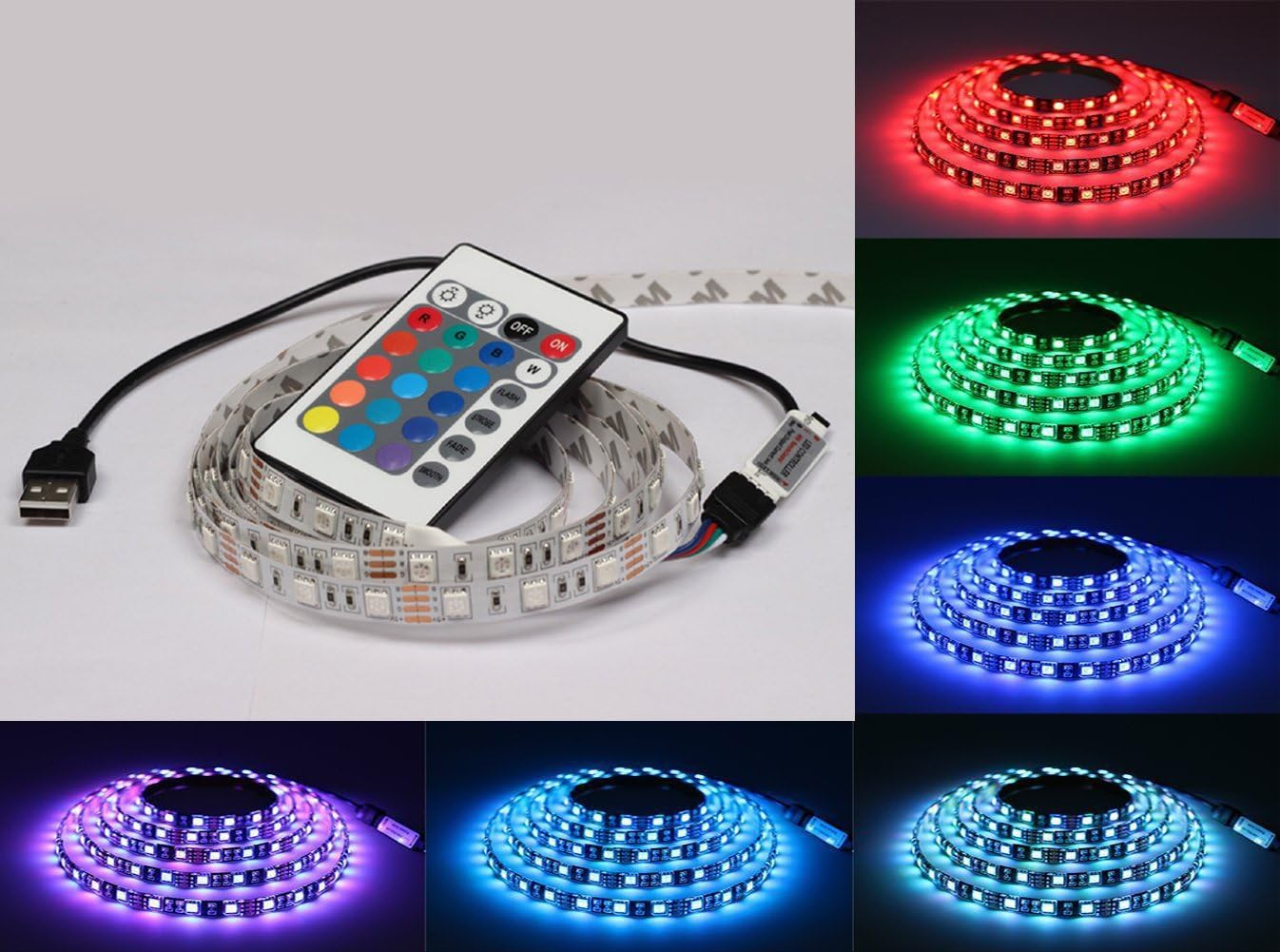 LED ME® USB Powered RGB LED Flexible Strip Lights 400cm long 60 LEDs PER METER DC 5V SMD5050 TV LED Strip With Mini Controller for HDTV, Desktop Monitors, Kitchen Cabinets