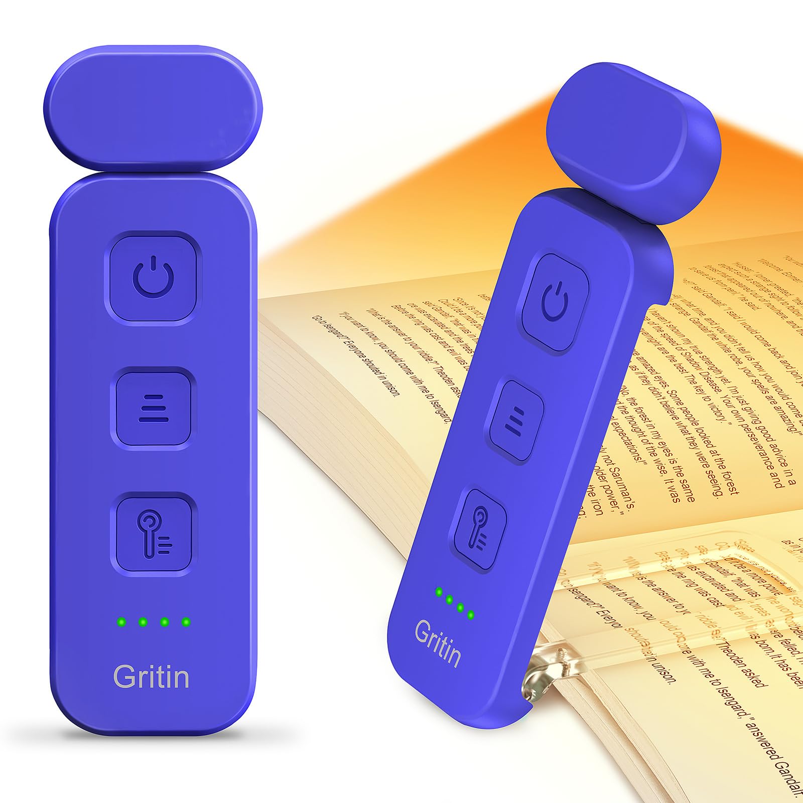 Gritin Luz de Lectura, Lampara de Lectura con Pinzas Recargable, 7 LEDs &3 Modos de Color &5 Niveles de Brillo Regulables, Batería de Larga Duración, Compacta y Portátil Lámpara Lectura Infantil