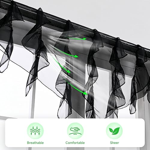 Miniatura 3 de PearAge Cenefa de cortina semitransparente de gasa con volantes, para cocina, sala de estar, cenefa con volantes estilo shabby chic, cenefa de