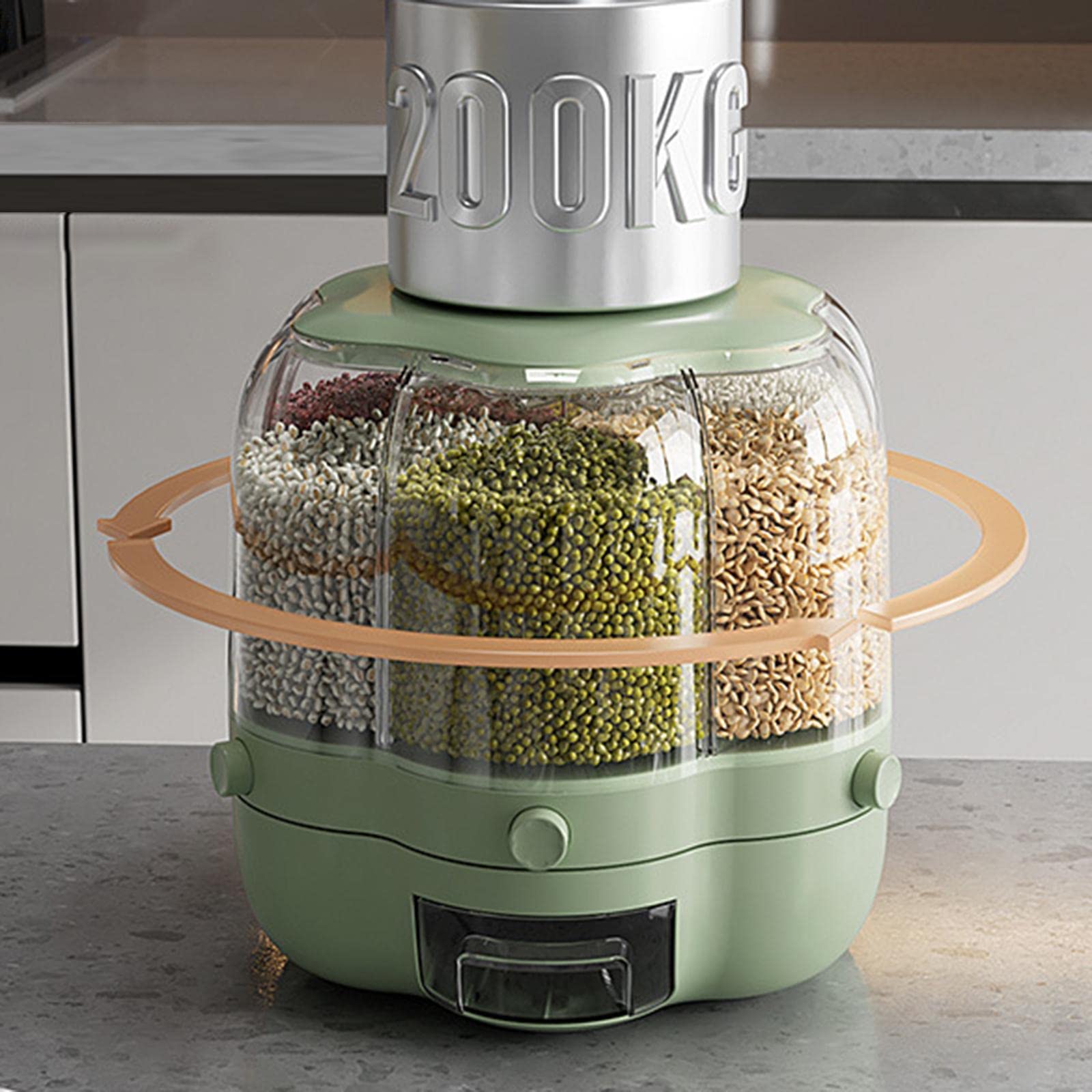Müslispender,Lebensmittelbehälter,luftdicht,für Tee,Grün,10 kg,6 Fächer,L