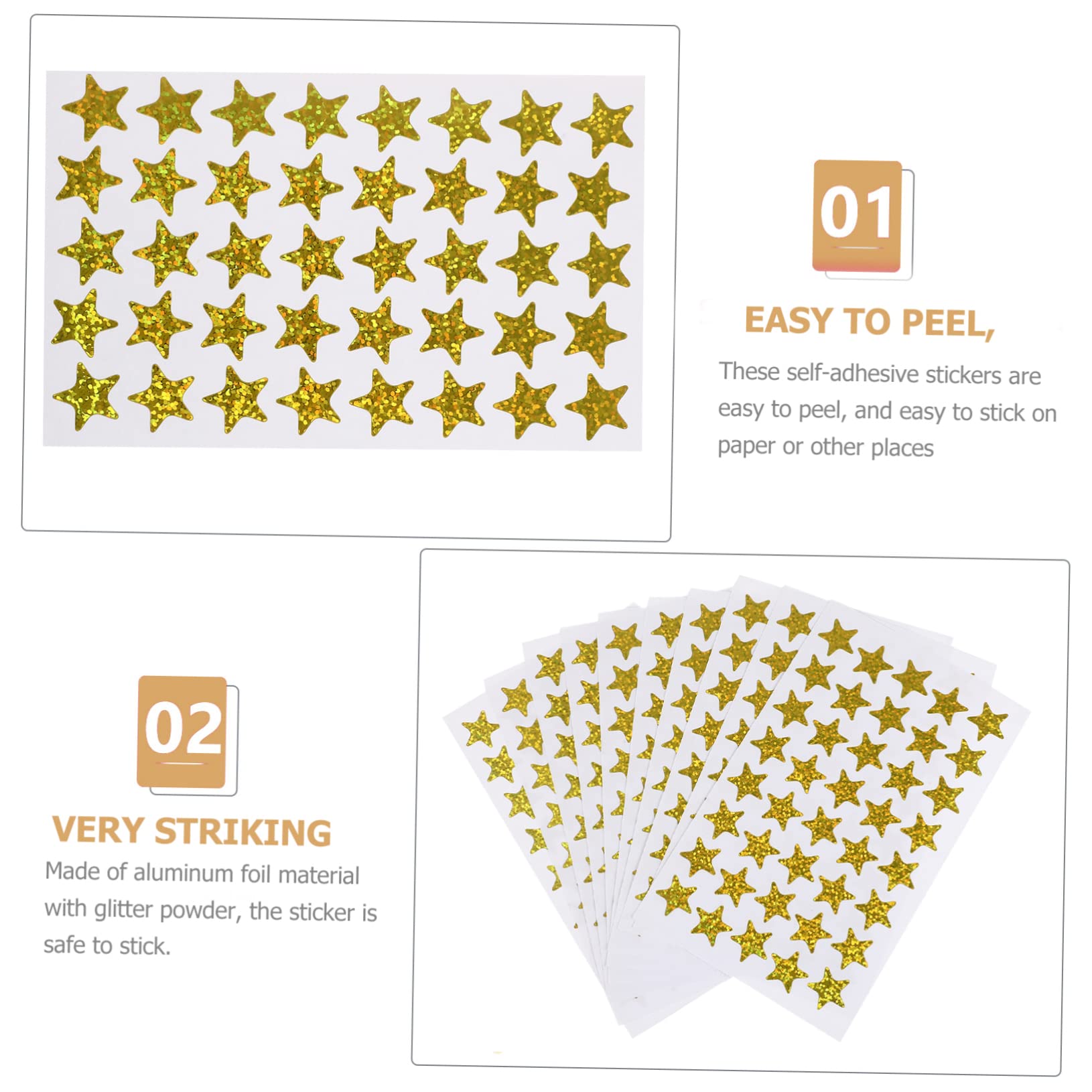 SHINEOFI 15packungen Selbstklebende Goldene Sternaufkleber Für Belohnungen Motivationsaufkleber Für Schule Kindergarten Und Mehr Für Schülerpreise Und Kreative Projekte