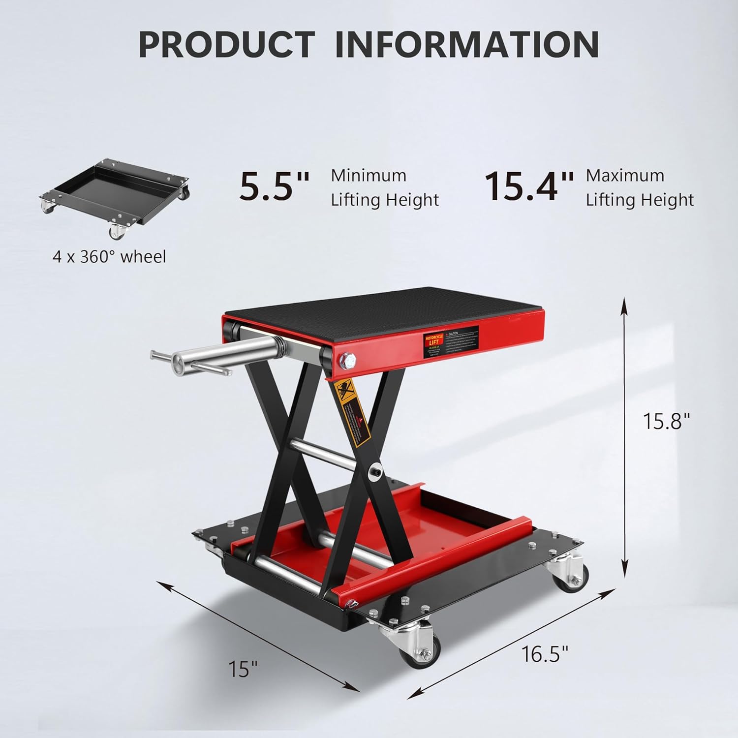 Diagram showing how to insert the crank handle into the lift