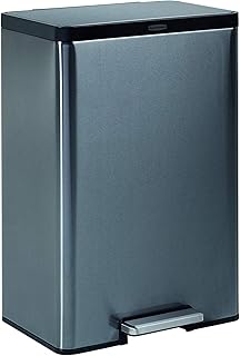 Rubbermaid Stainless Steel Metal Step-On 12G Trash Can for Home and Kitchen, Charcoal