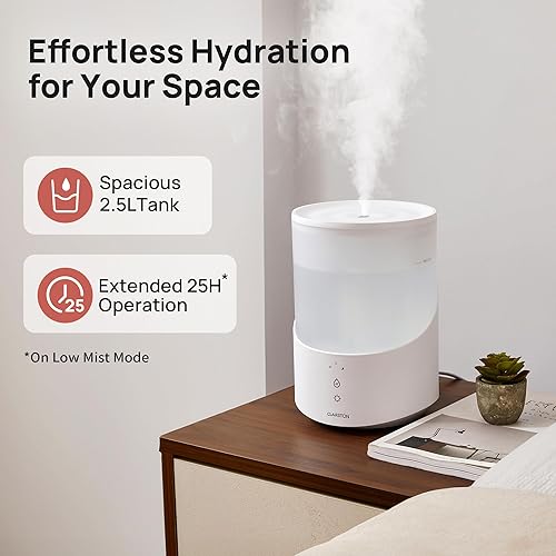 Miniatura 3 de Humidificadores para dormitorio, humidificador de niebla fría de 2.5 L con difusor de aceites esenciales y luz nocturna, humidificadores de llenado