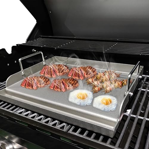 Miniatura 52 de Uniflasy Plancha reversible de hierro fundido para parrilla superior para estufa de 16 7/8 pulgadas, sartén plana, placa de plancha de hierro