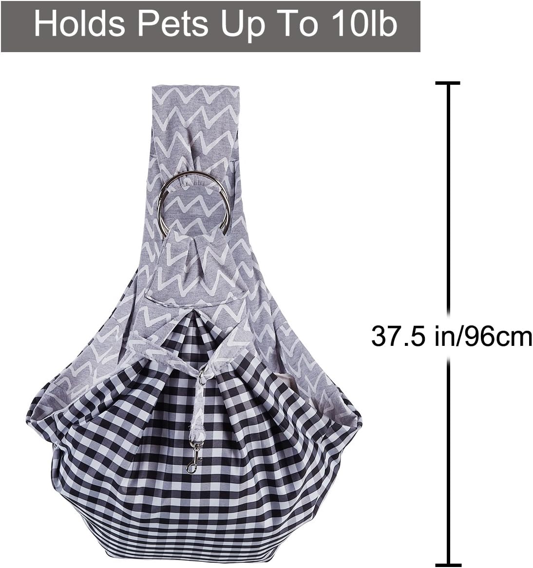 Hands-free Adjustable Pet Sling Carrier Shoulder Bag Strap Reversible for Small Medium Cats Dogs By BuBinga(Strip)