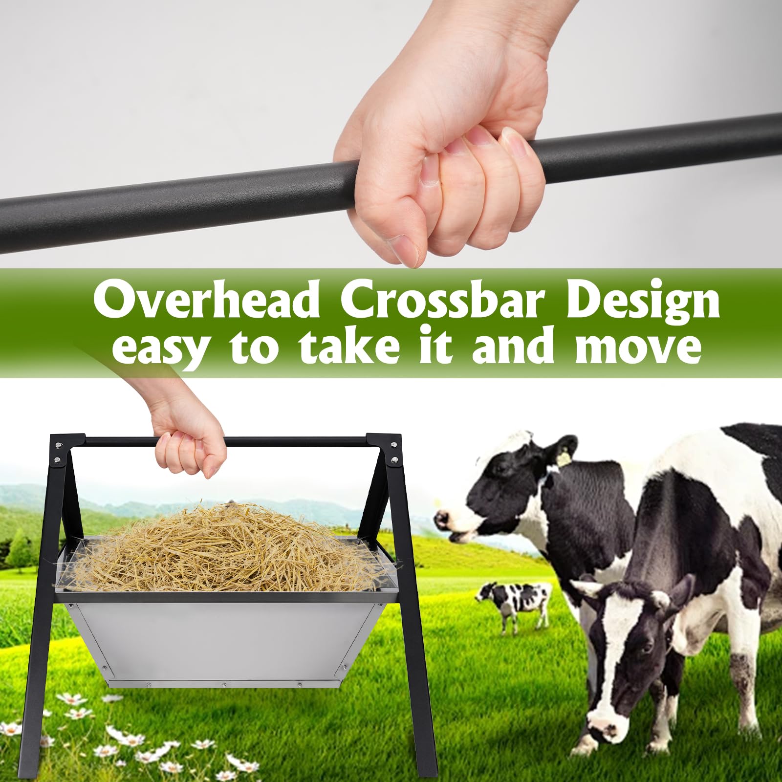 Comedero para Ovejas, 23" Comederos Portátiles para Animales - Comedero Grande de Acero Inoxidable para Cabras, Ovejas, Cerdos, Perros, Paquete de 2