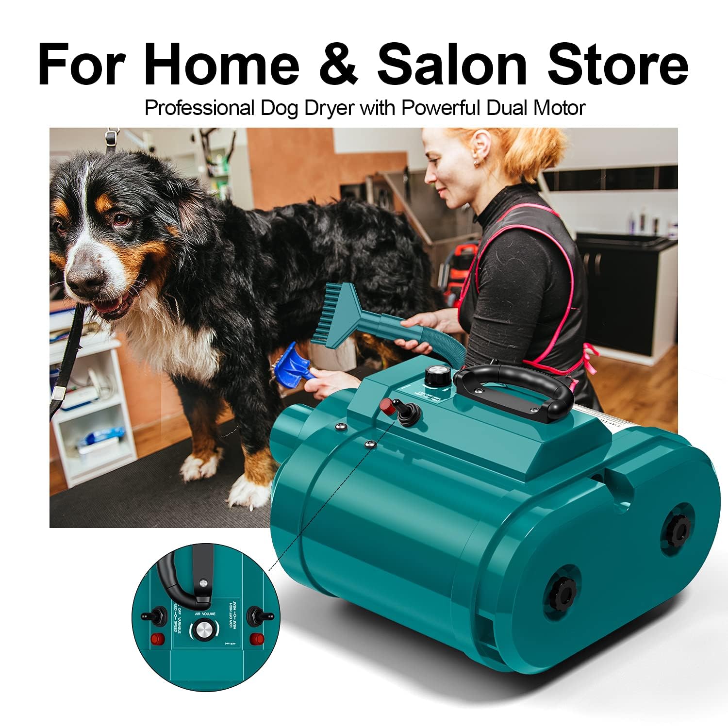 Séchoir à double moteur pour chien, 5,2 HP haute vitesse pour toilettage