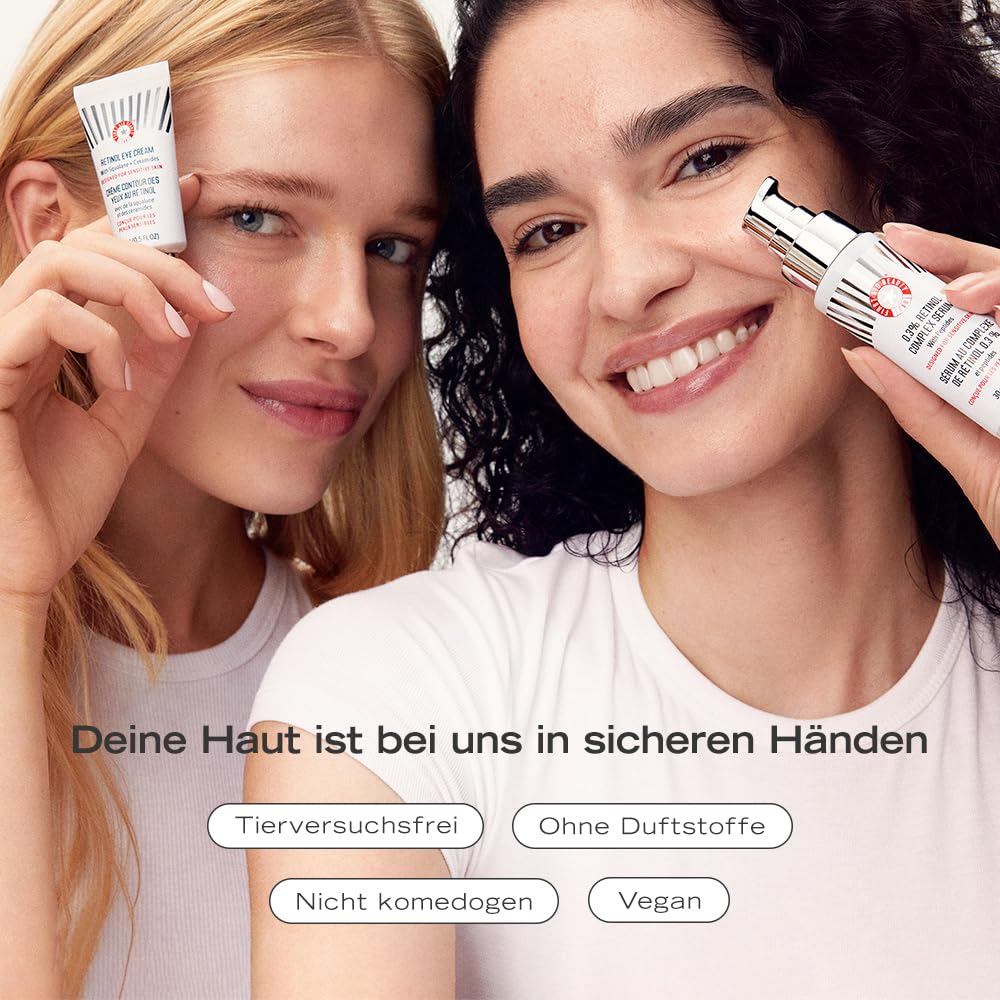 First Aid Beauty – 0,3 % Retinol-Komplex-Serum mit Peptiden, Entwickelt für empfindliche Haut, Hilft sichtbar Linien und Falten zu verbessern mit weniger Reizungen als herkömmliches Retinol, Nicht kom