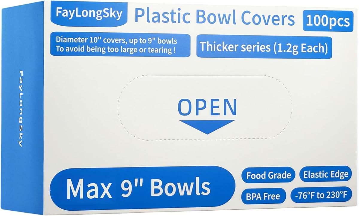 100pcs Plastic Bowl Covers for Bread Proofing, Fits bowls up to 9", Shower Caps for Sourdough Bread Baking Supplies, BPA Free, Food Grade