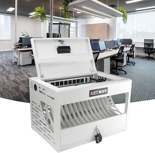 Leavader Carro de carga para 16 dispositivos, gabinete portátil de carga y almacenamiento para iPads, tabletas, Chromebooks y computadoras