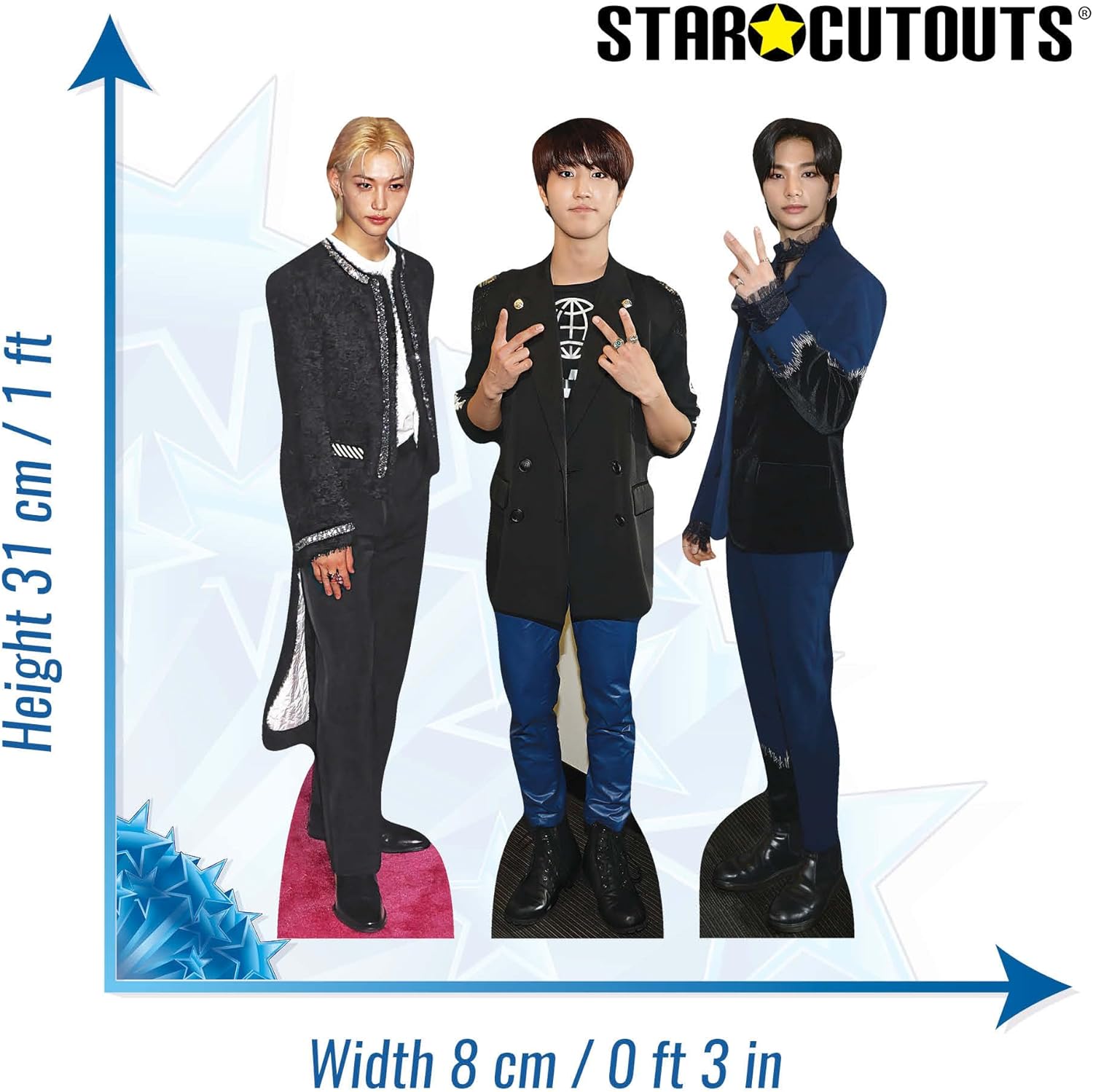 Star Cutouts CS1270 Felix, Han & Hyunjin Stray Kids Trio Shelf Top Pack Cardboard Cutout – K-Pop Fan Display & Gift
