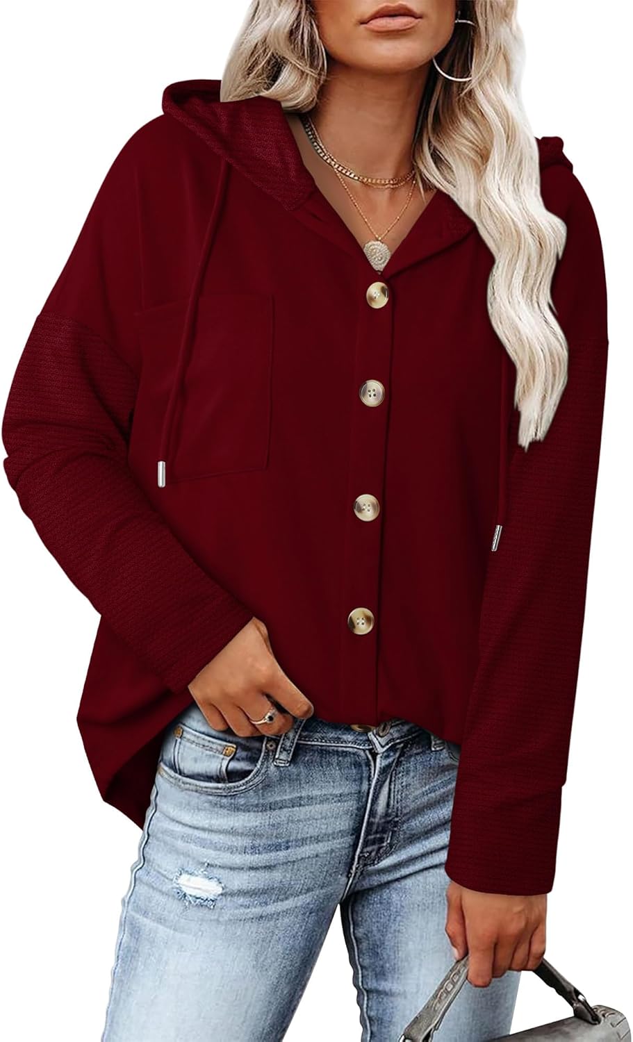 Angerella Hoodies for Women Oversized Sweatshirt Loose Fit Casual Long Sleeve Drawstring Button Hooded Fall Tops - Image 2