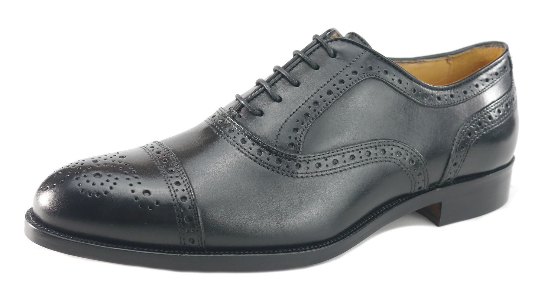 Mercanti Fiorentini Mens Lace Up All Leather Brogue Oxford Tan or Black Shoes