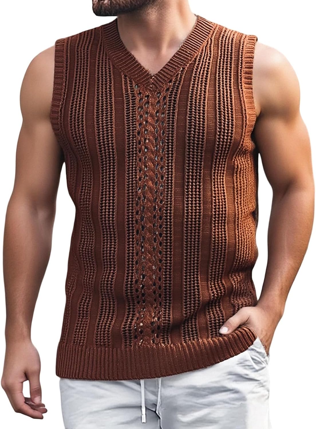 Men's Tank Tops Comfortable Mesh Hooded V Neck Sleeveless Lightweight Casual Vest Top for Summer Fashion